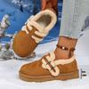 Soft Thick Bottom Furry Casual Shoes Women 2025 Winter Warm Short Plush Flats Shoes Metal Buckle Non Slip Snow Boots for Woman