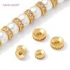 6/8mm 18K Gold Plated Inlaid Zircon Spacer Beads For Bracelet Making Findings,Brass Round Beads Separator,Supplies For Jewelry