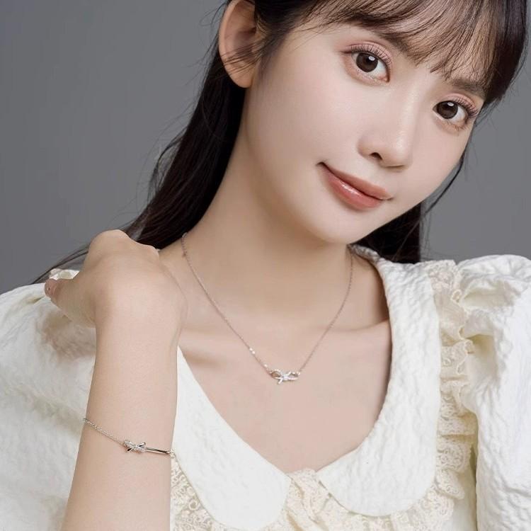 Bow Half Bracelet Bracelet Female Korean Versatile Niche Exquisite High-end Ins Style Jewelry Female
