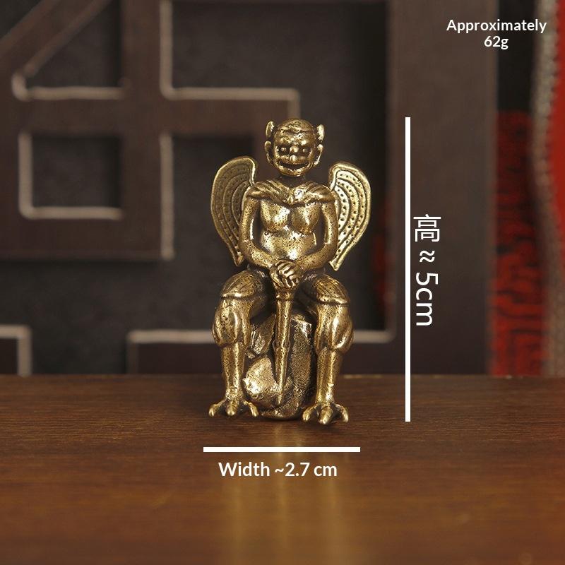 Brass Small Statue Desktop Ornament Chinese Mythical Beast Figurines Retro Home Feng Shui Decorations Crafts