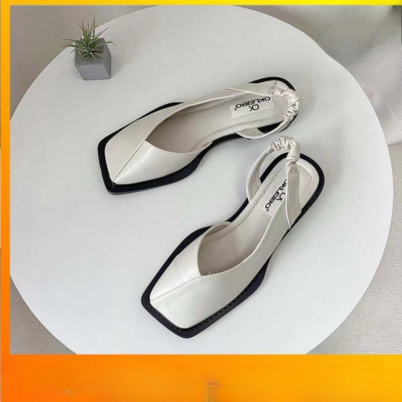 Summer Pleated Elastic Sandals Square Toe Fashion Women Slippers Women Deep Toe Sandals Women Designer Sandals