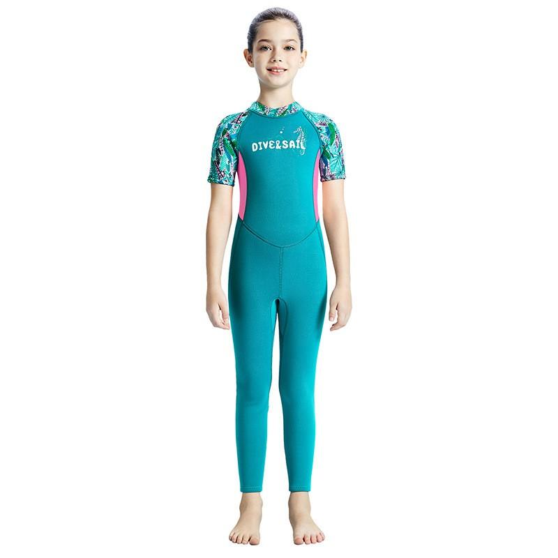 DIVESAIL 2.5mm Kids Full Wetsuit Girls Snorkeling Diving Surfing Water Sports Warm Chloroprene Neoprene