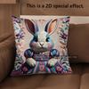 2D Cute Bunny Dress Pattern Cushion Covers Pattern Cushion Cover Suitable For Sofa Bedroom Car Pillow Cover