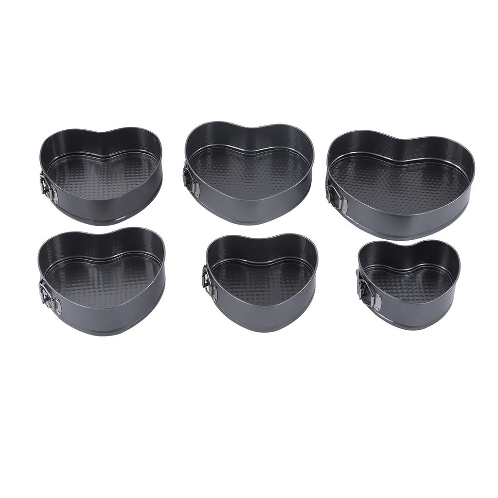 6pcs set Heart Shaped Non Stick Baking Pan Evenly Heated Sponges Cheese Cake Mold with Spring Buckle