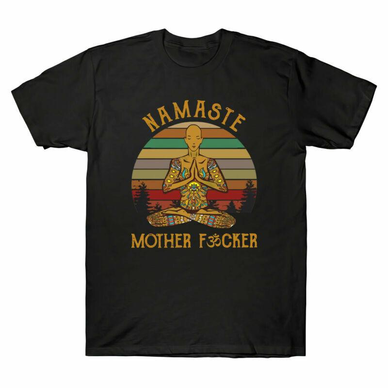 

Boy Hippie Yoga Namaste Mother Fvcker Vintage Men s T-Shirt Adult Tee Cotton Unisex T-Shirt L