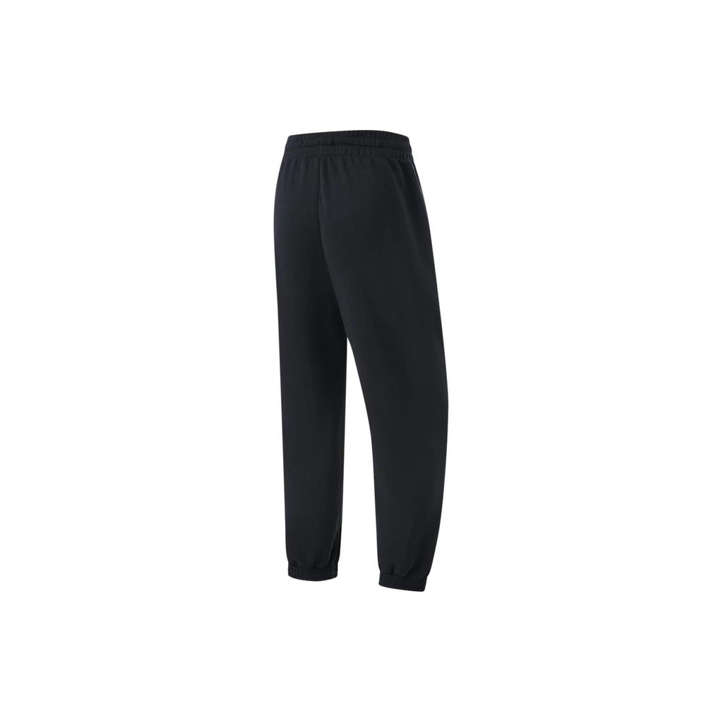 Li Ning Fitness Series Solid Color Drawstring Loose Knit Sports Pants Women Bottoms Black AKLU482-4