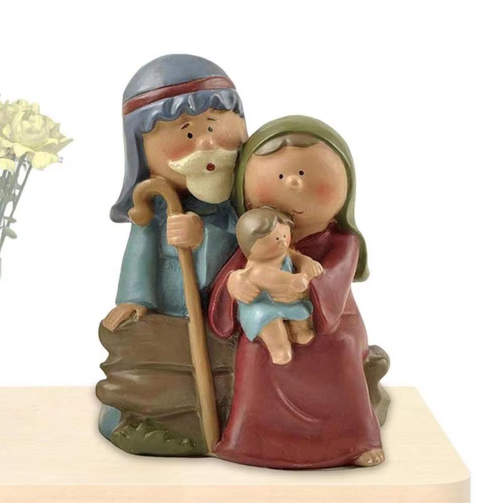Unique Jesus Christ Figurine Cute Christmas Manger Ornaments Holy Family Figurine  Home Decor
