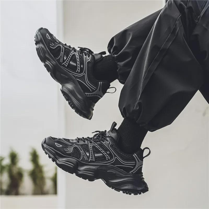 2024 Men's Autumn Breathable Casual Sneakers - Lightweight, Non-Slip, Trendy Thick-Soled Shoes