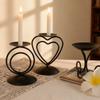 1 stJärn Ljusstake Svart Hjärtformad Rund Metall Ljusstake Hem Butik Semesterfest Dekoration Prydnad Gåva