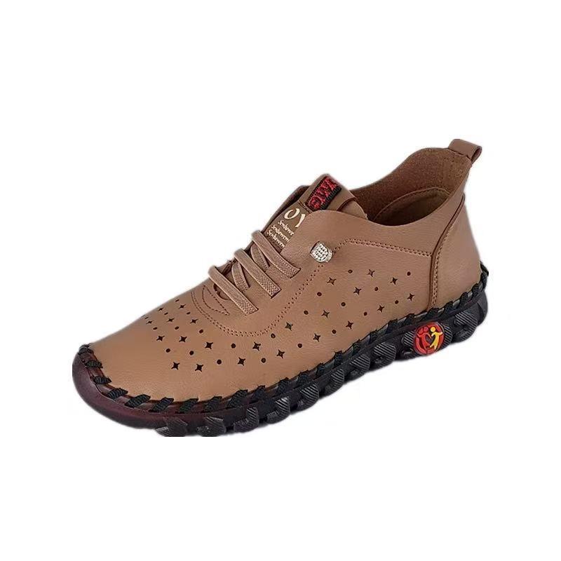 Super soft sole soft leather beef tendon new summer comfortable medium and old leather shoes are not tired women's single shoes