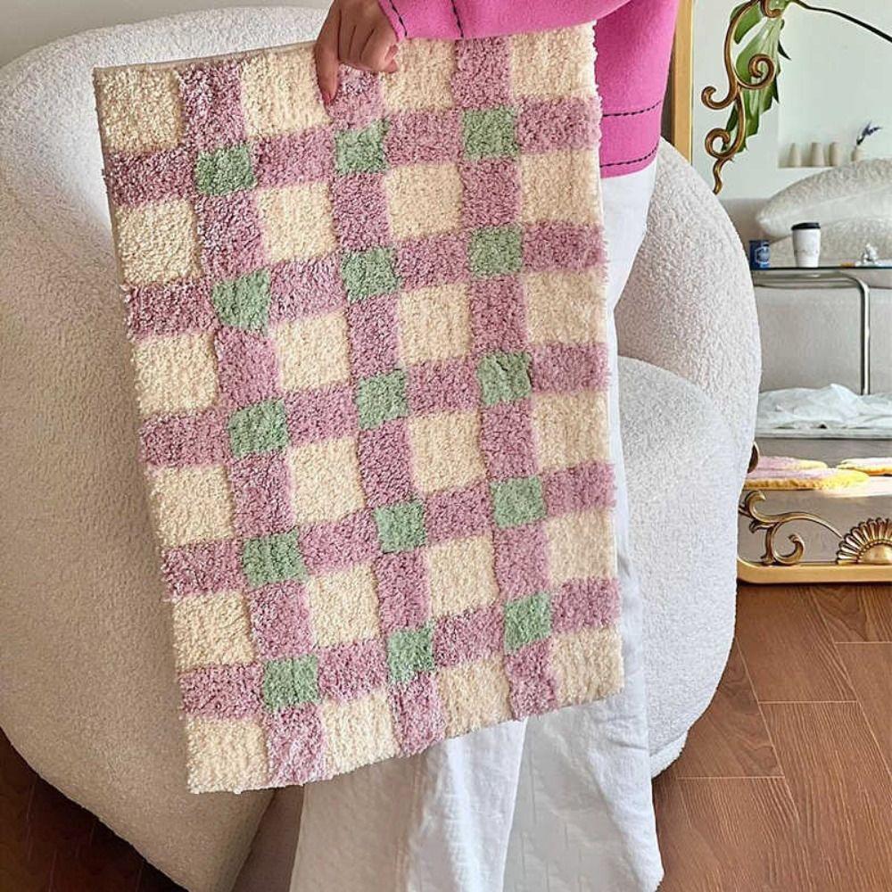 Super Soft Floor Carpet Absorbent Floor Rugs Home Decoration Chessboard Floor Mat Household