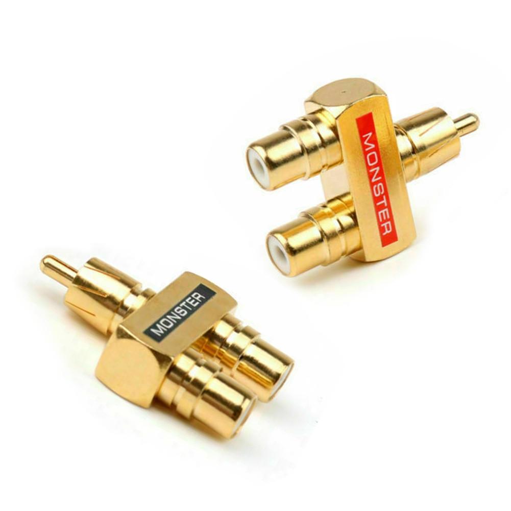 Premium 2pcs Audio Y Splitter Adapter 1 Male To 2 Female Gold Plated Design