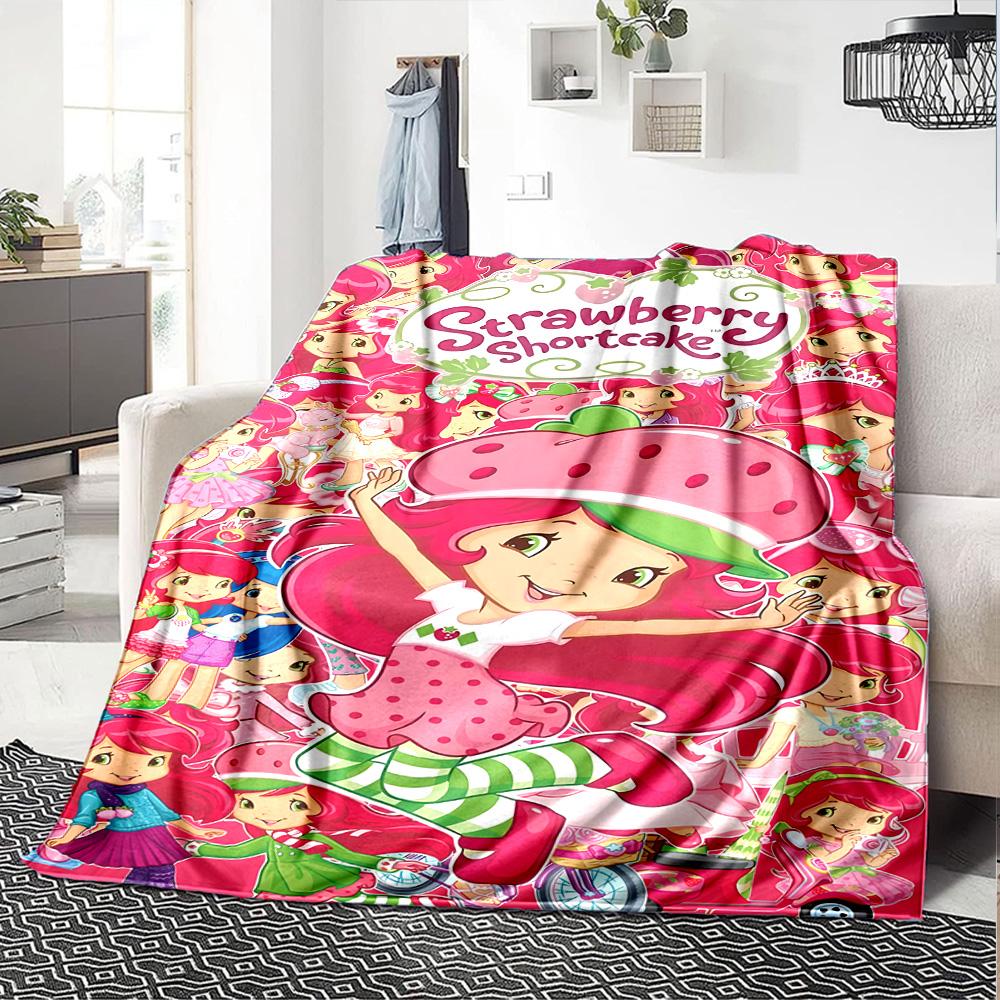 1pc Princess Strawberry3 Blanket, Gift, for Men and Women, Soft Blanket, Good for Sofa Bed Couch Travel, Lightweight Flannel Blanket