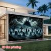 2D flat banner 1 Halloween party background banner eerie cemetery bats terrifying castle.PMJ