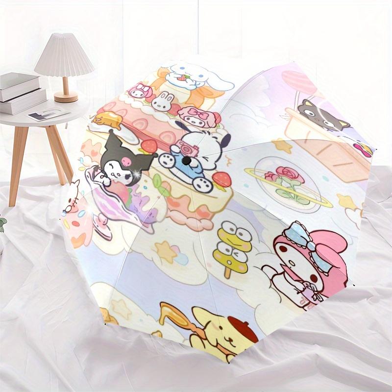 Ice Cream Shop POCHACCO Durable Cartoon Folding Umbrella, Portable 3-Fold Compact Umbrella for Men and Women, Suitable for Travel or Daily Use.Y052