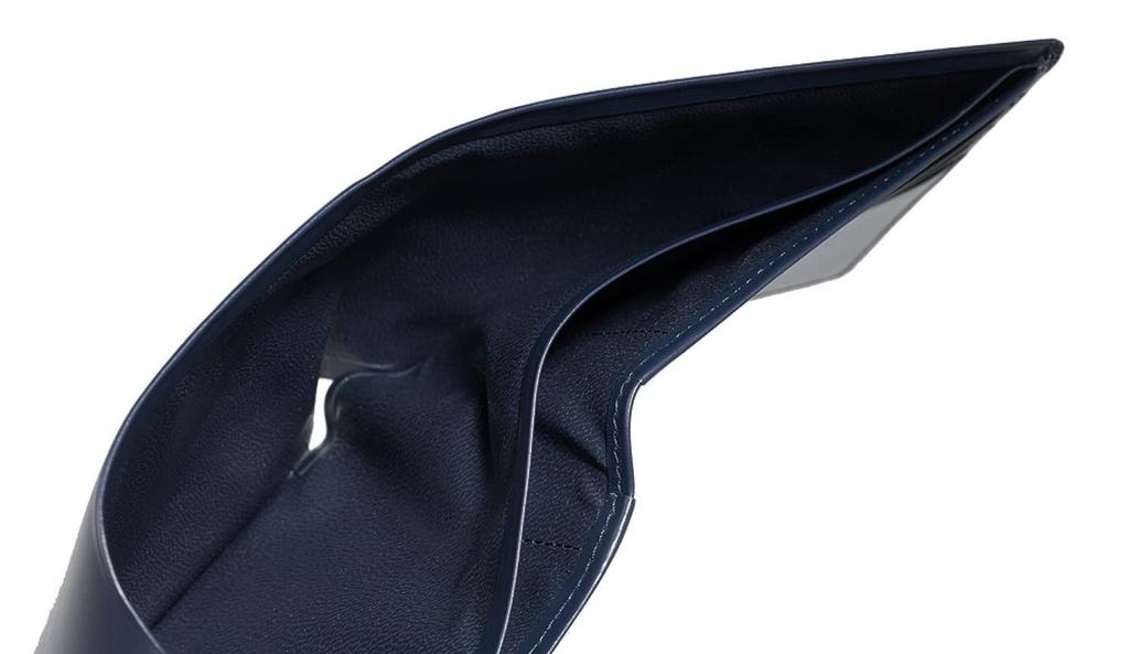 CYPRI Box Calf Leather Bifold Wallet with Card and Bill Compartments, Made in Japan, Father's Day Gift, Birthday Gift, Boyfriend Gift, Navy, 4412(05)