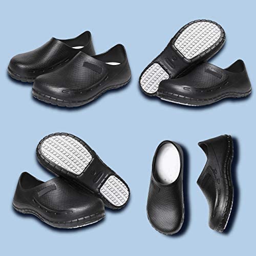 JSWEI Chef Shoes, Black, Men's and Women's, Waterproof Kitchen Shoes, Lightweight, Oil-Resistant, Non-Slip, Outdoor and Garden Shoes (Size 26.0 Cm)