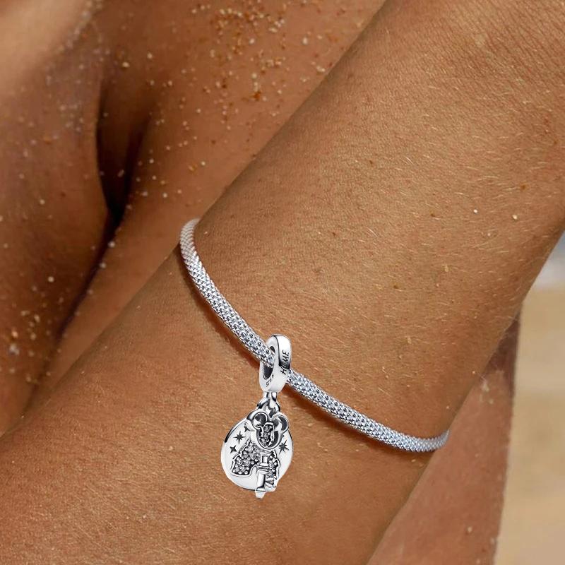 Kupfer Mickey's Haus Schlüssel und Schloss Anhänger Charm Passend für Original Armbänder Anhänger für Damen Schmuck