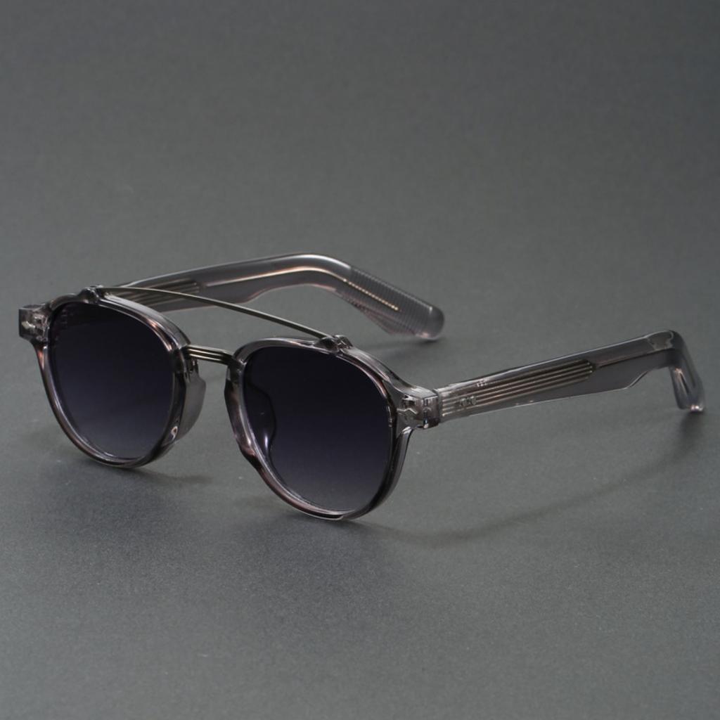 Retro round fashion glasses double beam sunglasses unisex vintage style UV protection