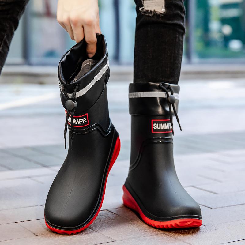 High-end rain shoes men's new waterproof shoes low tube non-slip takeaway riders special rain boots rubber shoes summer velvet