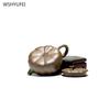 Yixing Purple Clay Pot 140ml Teapot Flat Pumpkin Pot Kung Fu Tea Set Tea Making Pot
