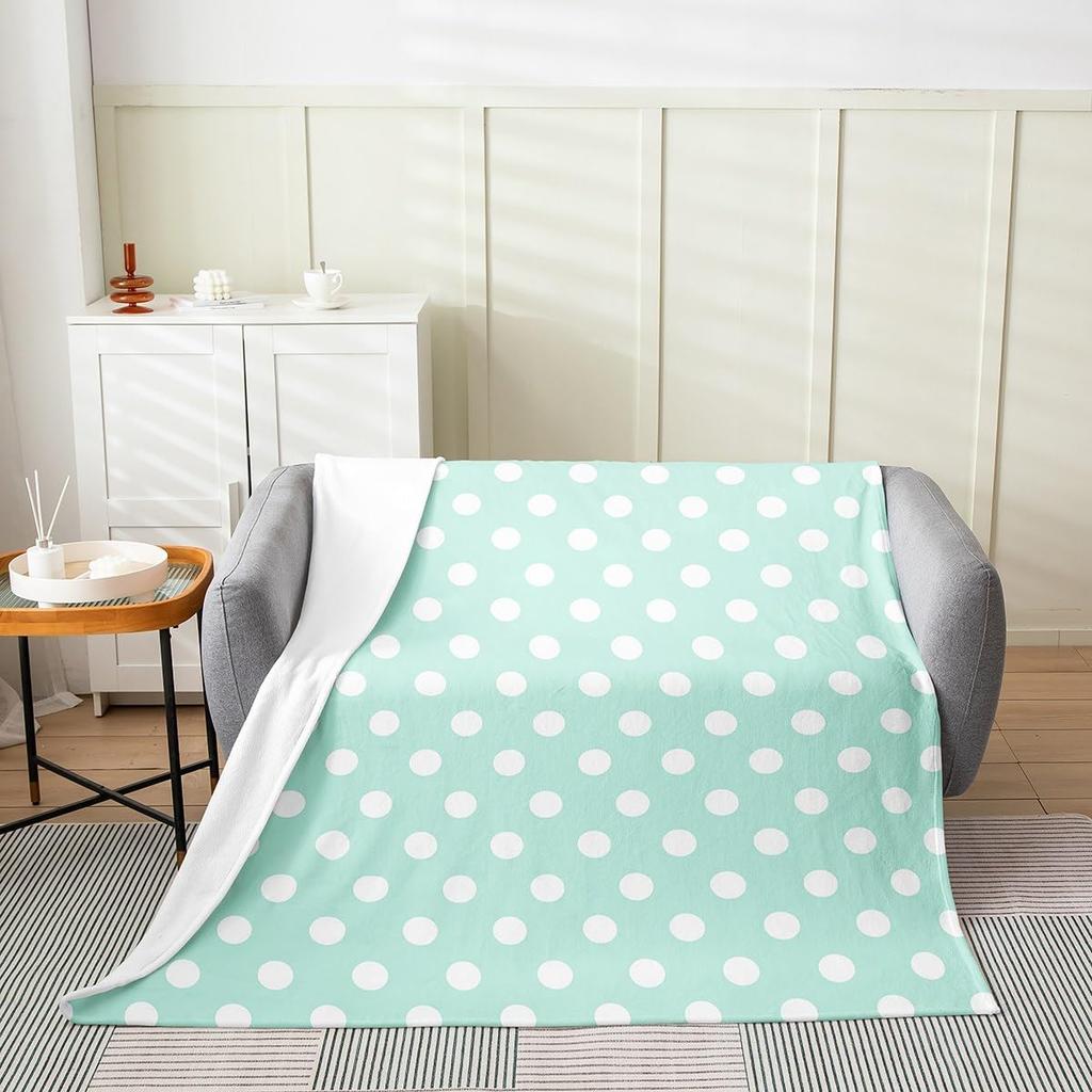 Purple Polka Dots Flannel Fleece Throw Blanket Geometric Circle Design Super Soft Purple White Bed Blanket for Kids and Teens