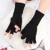 Elastic Fingerless Gloves Winter Warm Black Knitted Thermal Mittens Fashion for Men Women Driving Riding Office Work