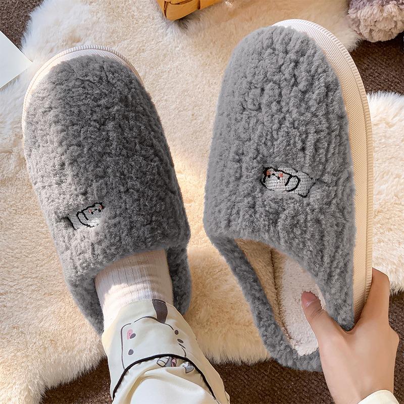 Cotton Slippers Women's Winter Bag and New Confinement Shoes Indoor Home Thick-soled Velvet Warm Couple Cotton Shoes Men