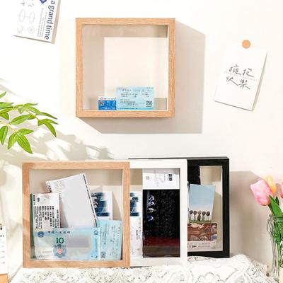 Cutie de umbră pentru bilete cu fantă Cadru din lemn Cutie de arhivă de aventură de călătorie Cutie pătrată de timbru pentru bilete Scrisoare Cutie de depozitare pentru suveniruri Decor pentru birou