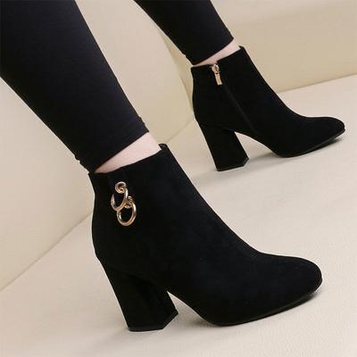 Women's Ankle Boots Heeled Short Shoes For Woman Suede Footwear Black Pointed Toe Booties Very High Heels With Stylish Y2k