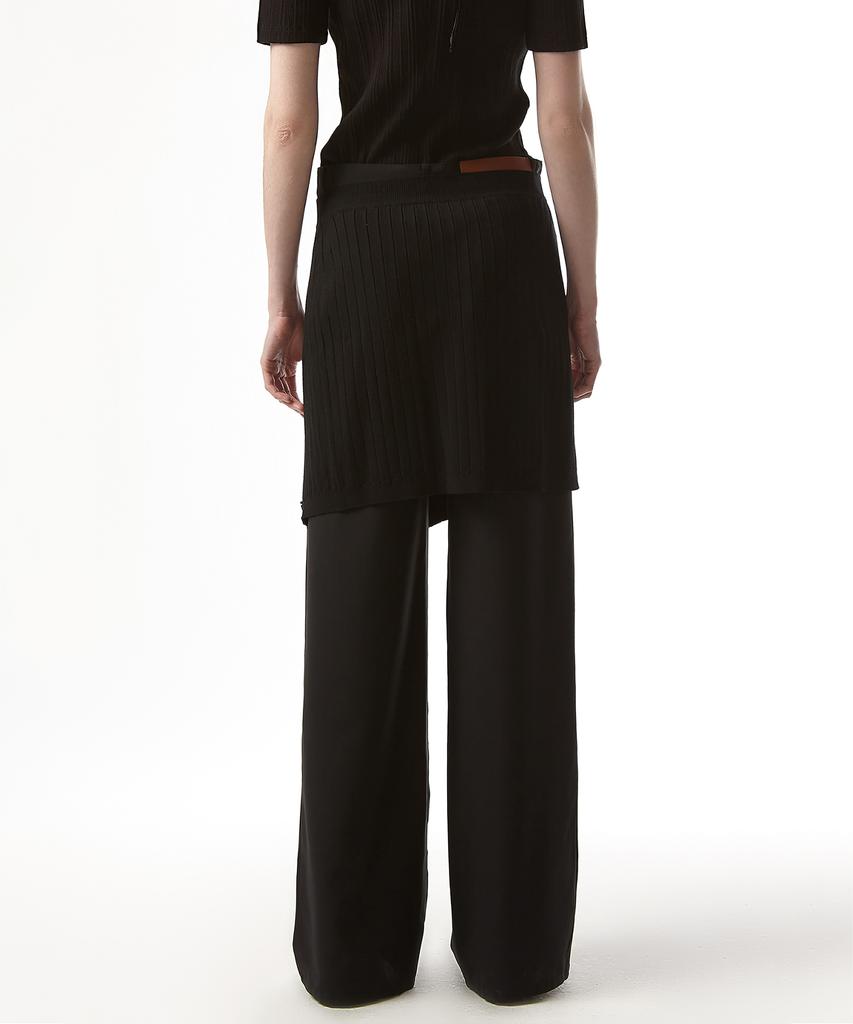 Ian Jo Ribbed Layer Knit Skirt (Black)