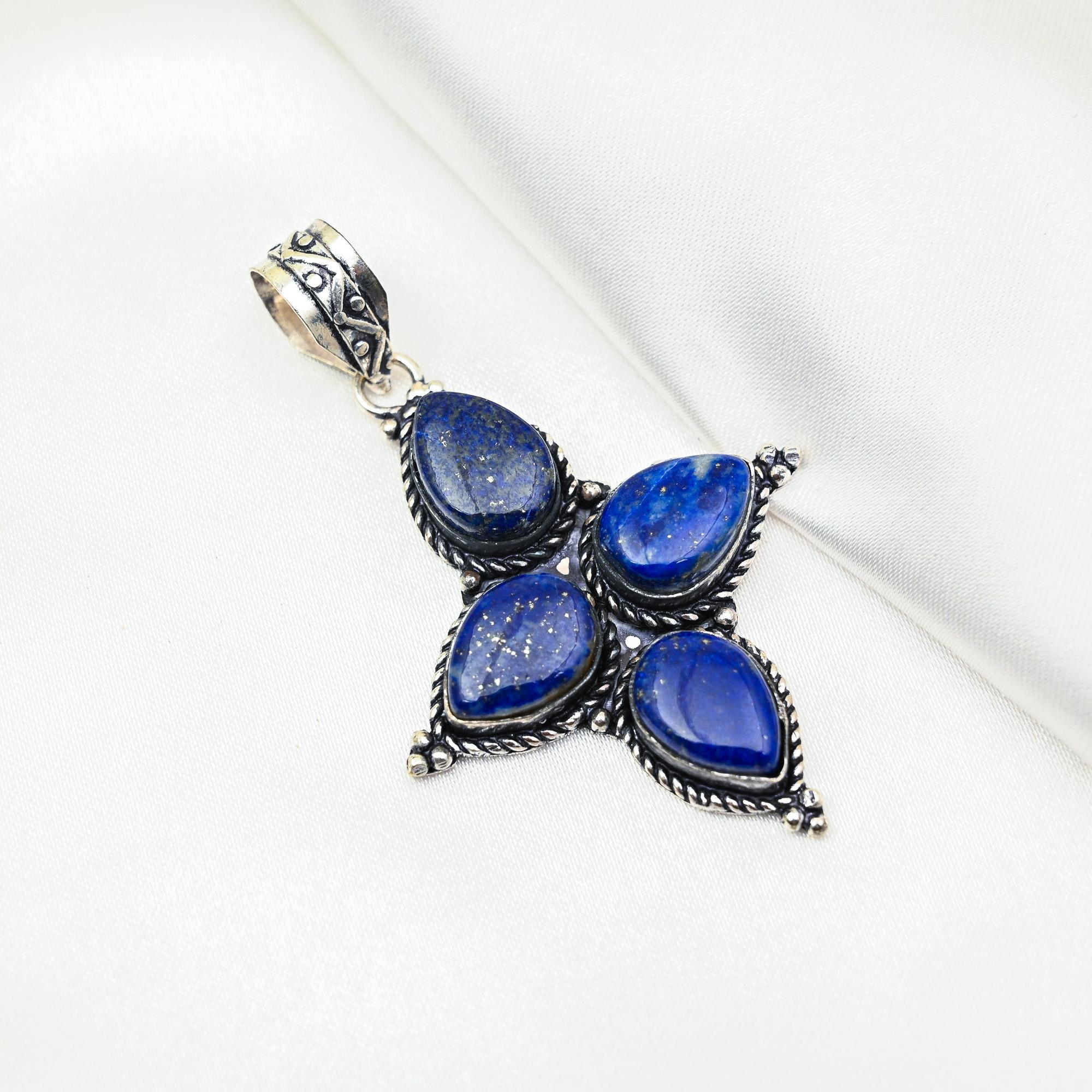 

Подвеска из лазурита, ювелирное изделие ручной работы из драгоценных камней, кулон из цельного серебра 925 пробы, уникальный дизайн ювелирного украшения 2.55 Inches синий