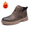 Fashion British Style Winter Velvet Cotton Shoes Outdoor Men's High Top Workwear Shoes Office Commuting Versatile Men's Business Boots