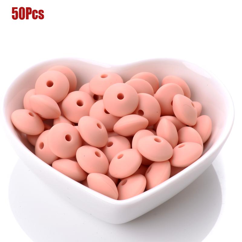 50pcs/lot 12mm Silicone Spacer Beads for DIY Charms Newborn Nursing Accessories Necklace Pacifier Chain Teething Toy BPA Free