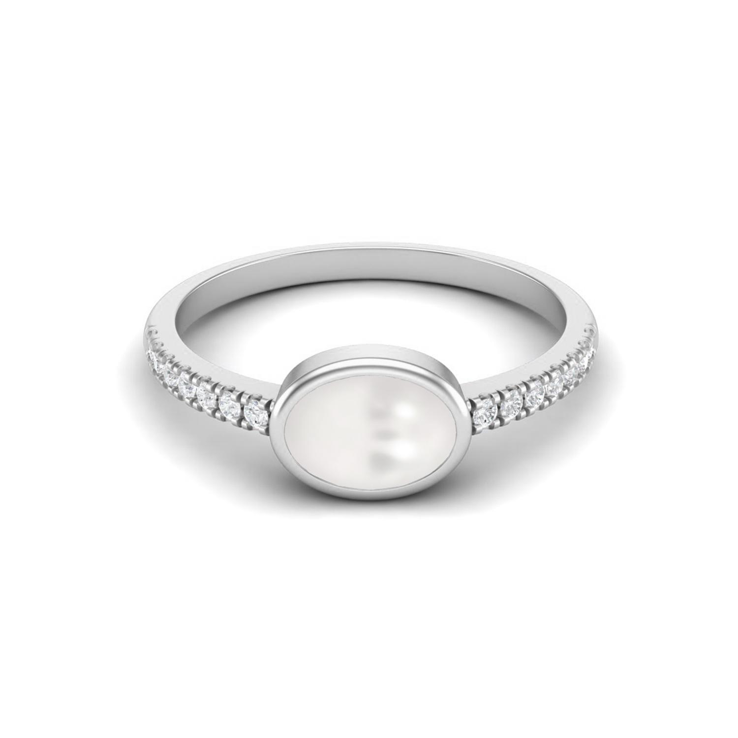 7X5 MM Oval Cut  Pearl 925 Sterling Silver Solitaire Women Proposal Ring 6 белый