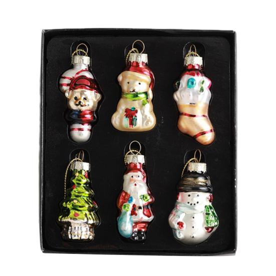 9 Pcs Christmas Ornaments Mini Resin Bear Tree Snowman Santa Xmas Tree Hanging Decoration for Winter Home Party Decor