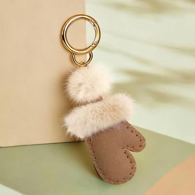 Guanti in Pelliccia di Visone Portachiavi Borsa Tote & a Tracolla Ciondolo di Peluche
