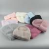 Womens Winter Knitted Angora Beanie Hat With Ribbed Cuff Pom Warm Soft No Brim Cold Days