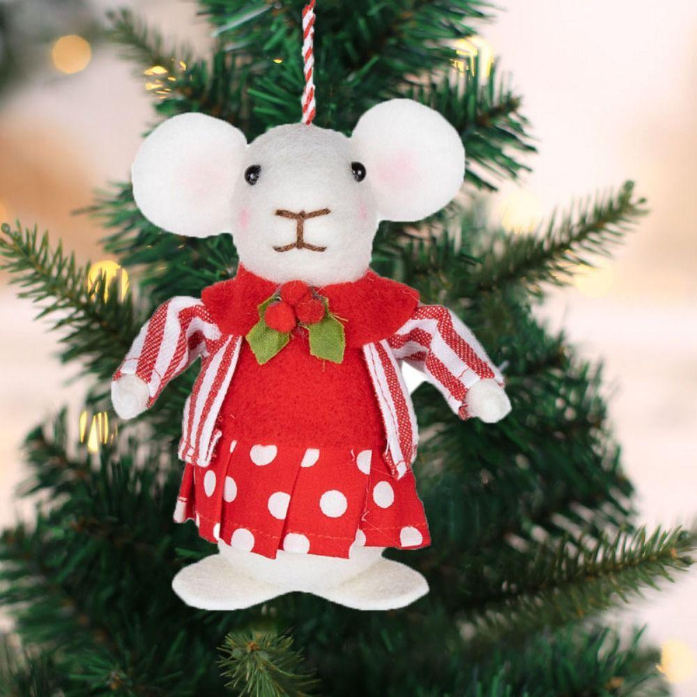 

Hangable Christmas Mice Pendant Handmade Christmas Tree Hanging Ornament for Home Style B