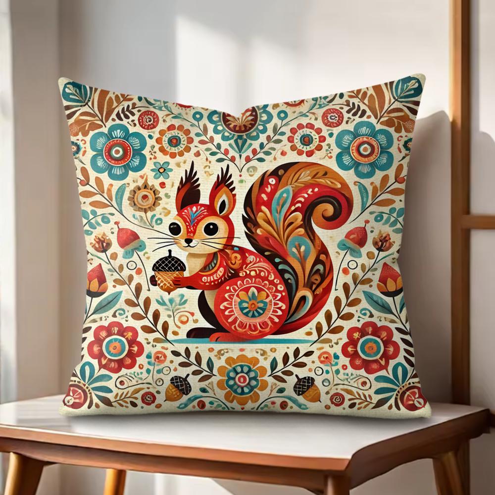 Modern Print Creations Animal Cushion Cover Natural Linen Organic Fabric DoubleSided Printing Couch Pillow Covers Home Decor