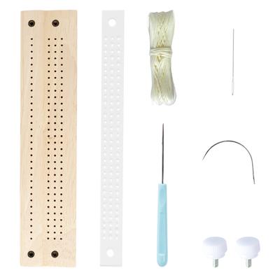 Bookbinding Tools Set Wooden Signature Punching Tools Handmade Book Binding Punch Guide Tool with Awl Curved and Straight Needle