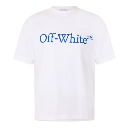Off White Unisex Adult Striped Cotton Regular T-Shirt