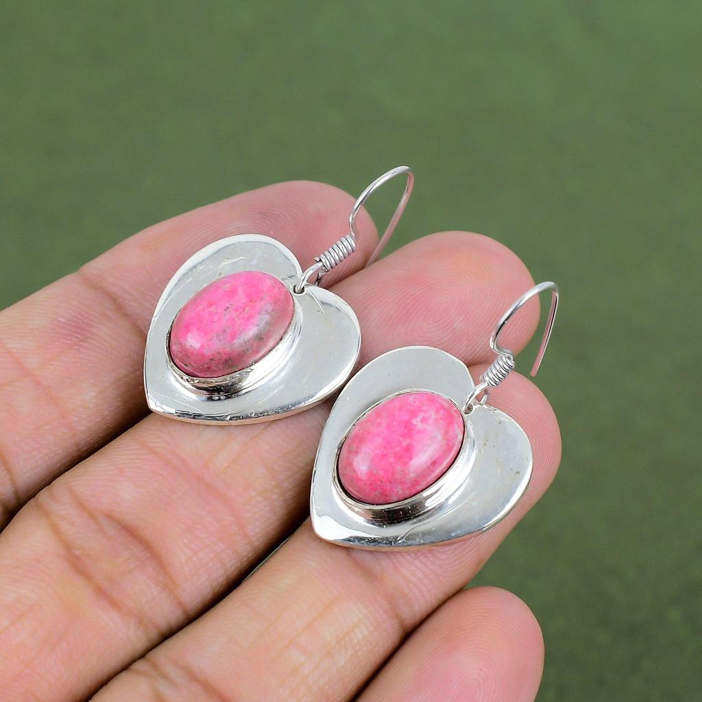 Thulite Earring 925 Sterling Silver Earring Unique Earrings Thulite Gemstone Jewelry Latest Design Earring Handmade Jewelry Gifts For Friend