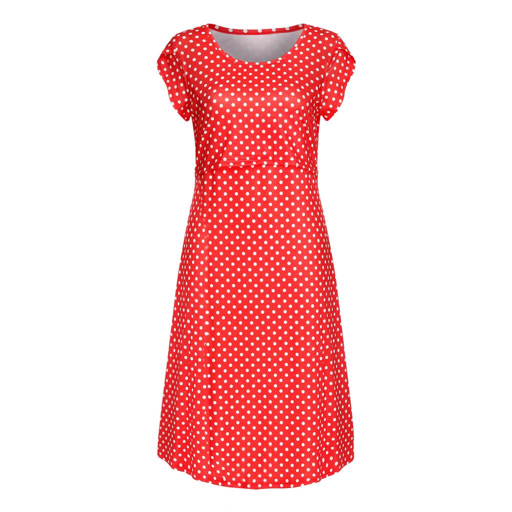 Women's Pregnant Baby Maternity Joint Polka Dot Printing Outwear Dress