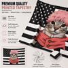 Funnypinkhairyuji I-Itadorianime Cat Tapestry Flat Printblackandwhite Americanflagwallhanging Aesthetic Room Decor For Dorm Gift