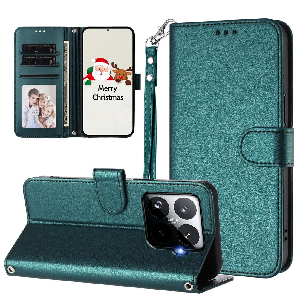 For Xiaomi 15T Pro Leather Case Wallet Stand Phone Cover with Wrist Strap