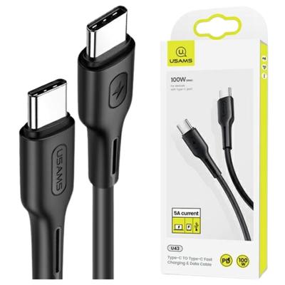 USAMS Cable U43 USB-C To USB-C 100W PD Fast Charge 5A 1.2M Black/Czarny Sj459Usb01 (Us-Sj459)