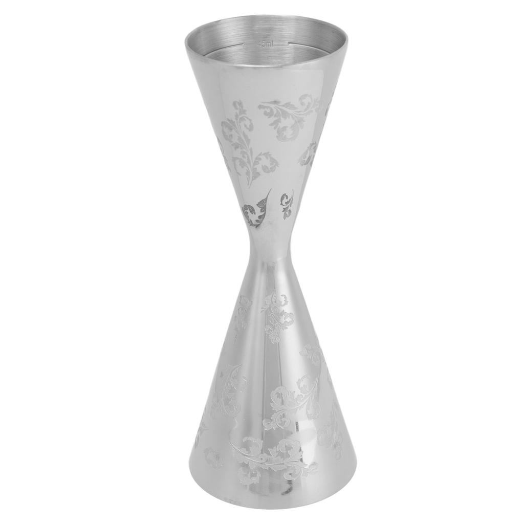 Jigger Stainless Steel Leaves Stripe Double Head Cocktail Bartending Jigger Cup for Bar 60ml 90ml