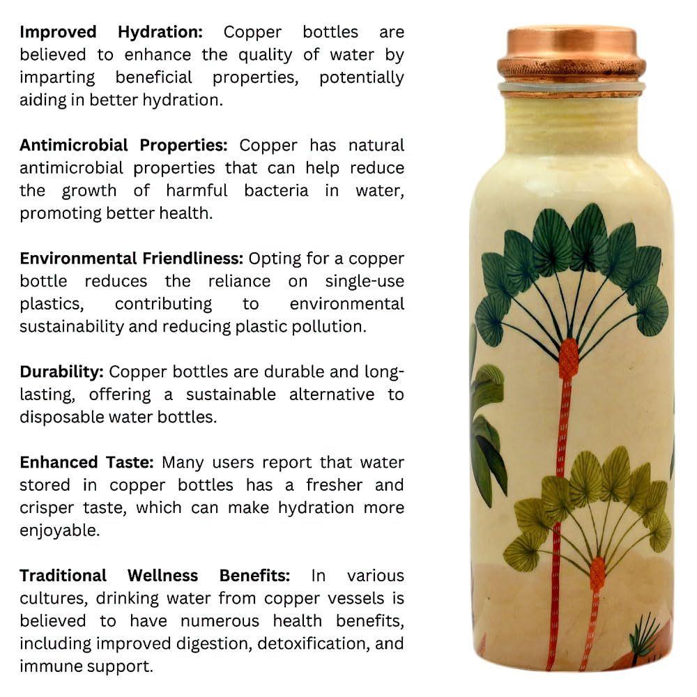 Copper Water Bottle 750 ML With Anti Oxidant Properties | Diwali Gifts for Family and Friends 100% Copper Water Bottle (Golden - 750 ML)