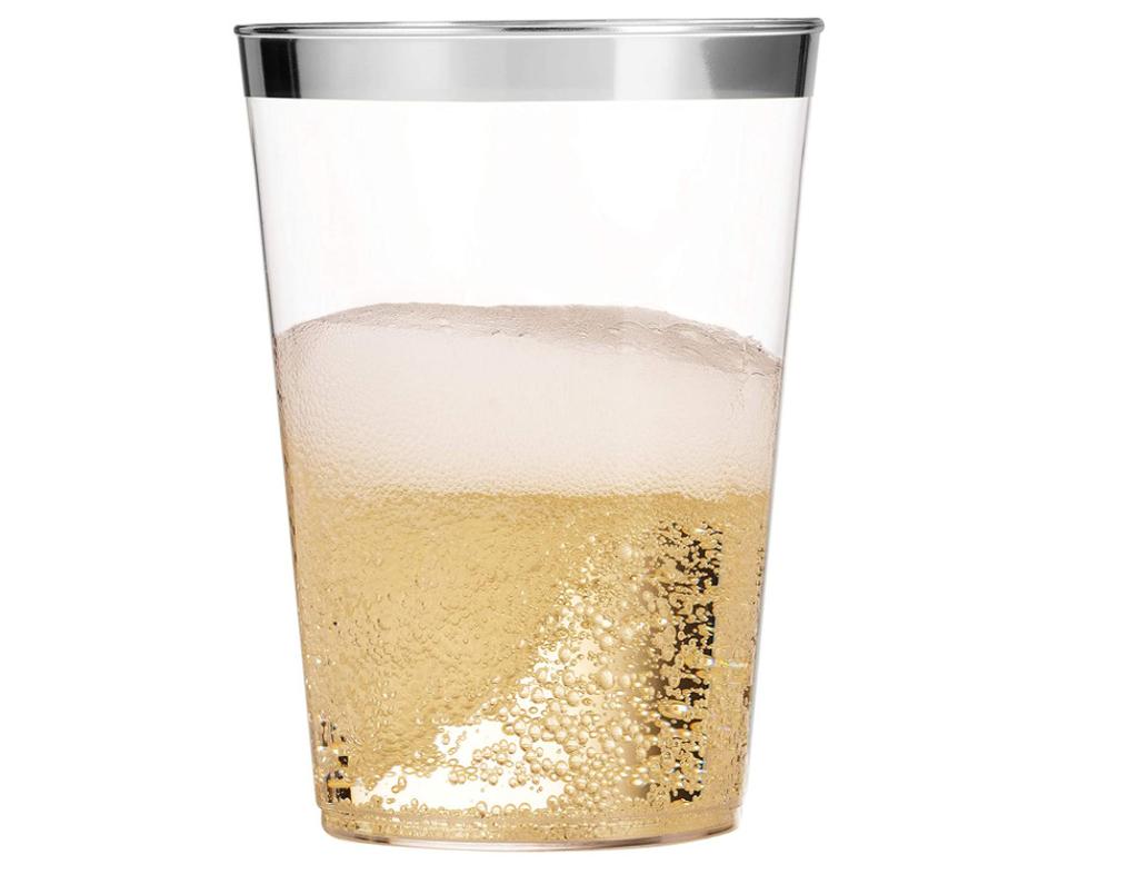 20 Pieces Disposable Wine Cups 14oz Transparent Hard Plastic Rimmed Plastic Cup Birthday Wedding Party Champagne Cups